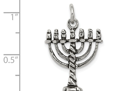 Sterling Silver Antiqued Menorah Charm