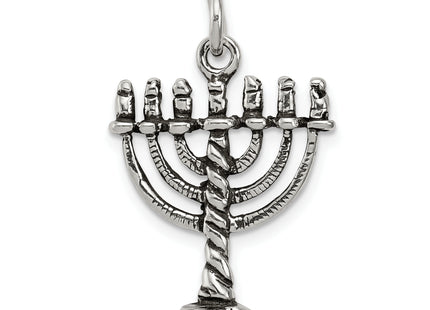 Sterling Silver Antiqued Menorah Charm