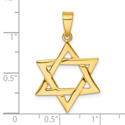 Sterling Silver Gold-tone Polished Star Of David Pendant