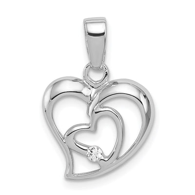 Sterling silver cubic zirconia heart pendant