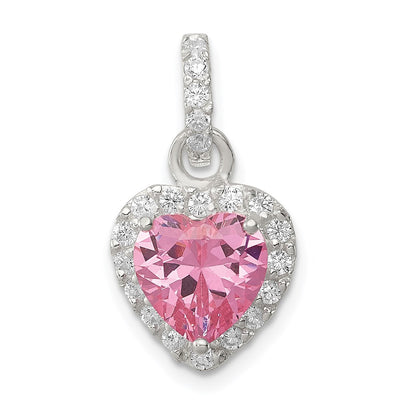 Sterling silver cubic zirconia heart pendant