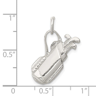 Sterling Silver Golf Bag Charm, 20 x 14mm