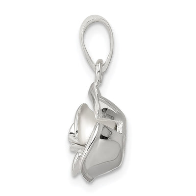 Sterling Silver Rose Pendant, 15 x 12mm