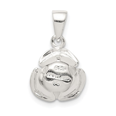 Sterling Silver Rose Pendant, 15 x 12mm