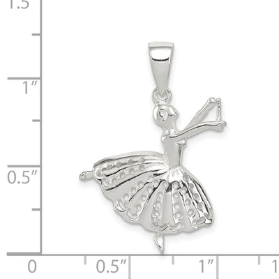 Sterling Silver Polished Ballerina Pendant, 33 x 24mm