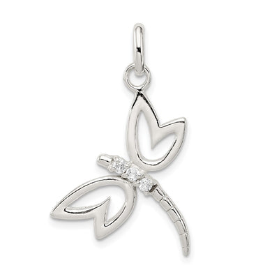 Sterling silver cubic zirconia dragonfly pendant
