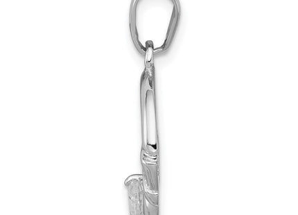 Sterling Silver Rhodium Plated CZ Claddagh Pendant