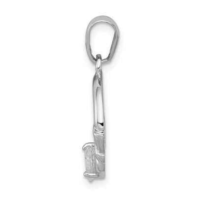 Sterling Silver Rhodium Plated CZ Claddagh Pendant, 24 x 16mm