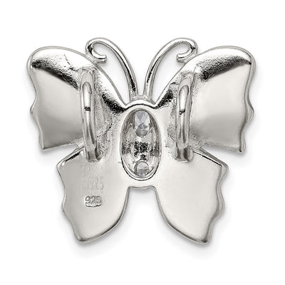 Sterling Silver Rhod plated Blue Inlay Creat Opal Butterfly Pendant