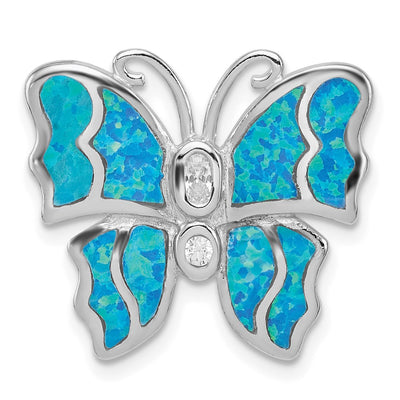 Sterling silver opal butterfly pendant