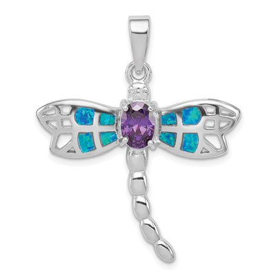 Sterling silver amethyst dragonfly pendant