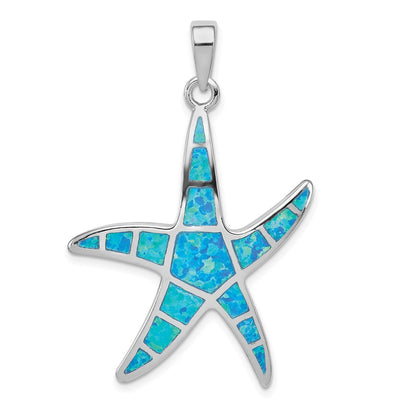 Sterling silver opal starfish pendant