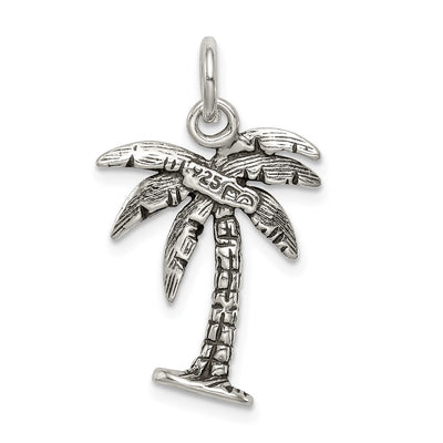 Sterling Silver Antiqued Palm Tree Charm