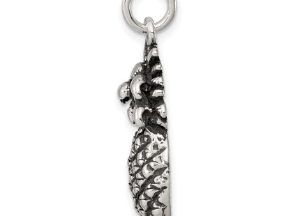 Sterling Silver Antiqued Pineapple Charm, 30 x 11mm