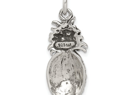 Sterling Silver Antiqued Pineapple Charm, 30 x 11mm