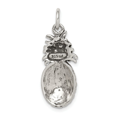 Sterling Silver Antiqued Pineapple Charm, 30 x 11mm