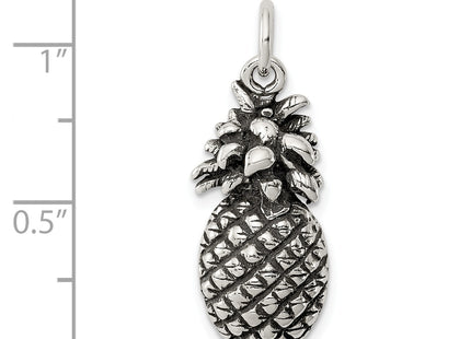 Sterling Silver Antiqued Pineapple Charm, 30 x 11mm