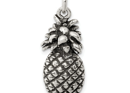 Sterling Silver Antiqued Pineapple Charm, 30 x 11mm