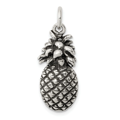 Sterling Silver Antiqued Pineapple Charm, 30 x 11mm