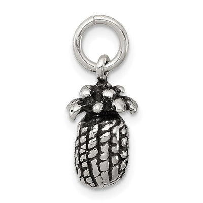 Sterling Silver Antiqued Pineapple Charm, 30 x 11mm