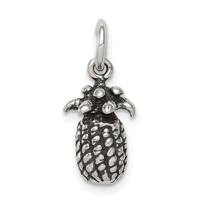 Sterling Silver Antiqued Pineapple Charm, 30 x 11mm