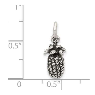 Sterling Silver Antiqued Pineapple Charm, 21 x 9mm