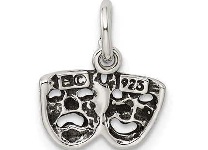 Sterling Silver Antiqued Comedy/Tragedy Face Charms (Style QC7730)