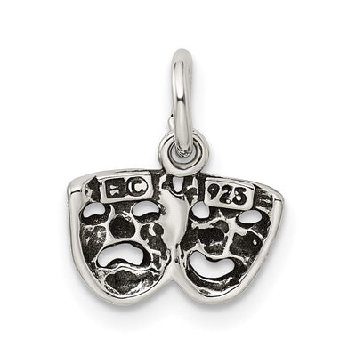 Sterling Silver Antiqued Comedy/Tragedy Face Charms, 16 x 12mm