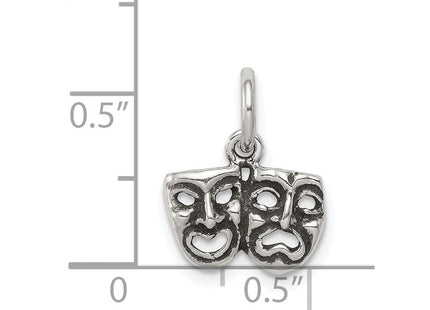 Sterling Silver Antiqued Comedy/Tragedy Face Charms (Style QC7730)