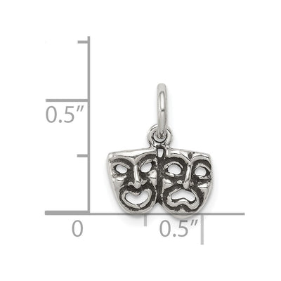 Sterling Silver Antiqued Comedy/Tragedy Face Charms, 16 x 12mm