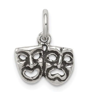 Sterling Silver Antiqued Comedy/Tragedy Face Charms (Style QC7730)