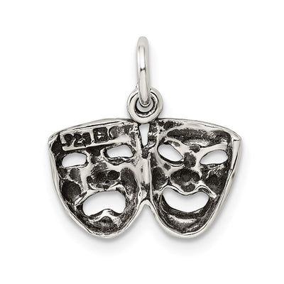 Sterling Silver Antiqued Comedy/Tragedy Face Charms, 19 x 17mm