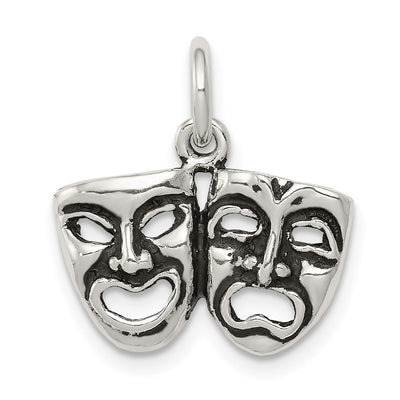 Sterling Silver Antiqued Comedy/Tragedy Face Charms, 19 x 17mm