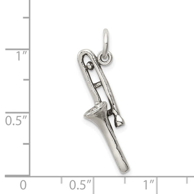 Sterling Silver Antiqued Trombone Charm