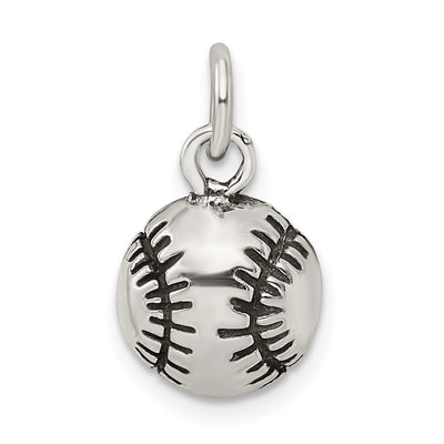 Sterling Silver Antiqued Baseball Charm