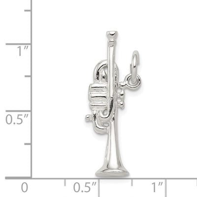 Sterling Silver Trumpet Charm, 12 x 28mm
