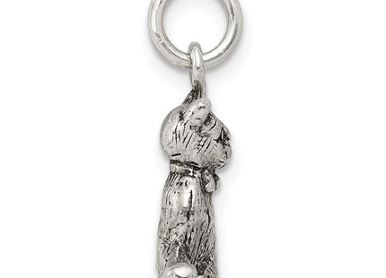 Sterling Silver Antiqued Cat Charm (Style QC7834)