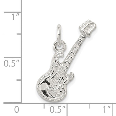 Sterling Silver Electric Guitar Charm, 23 x 10mm