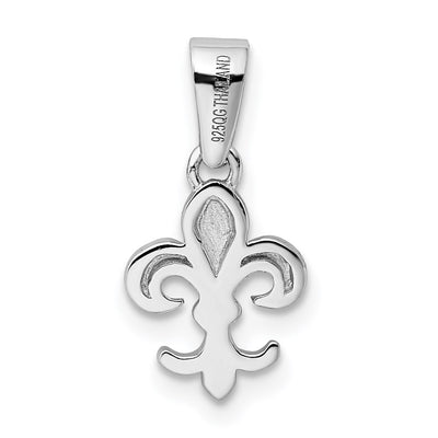 Sterling Silver Rhodium-plated Fleur de Lis Pendant, 13 x 9mm