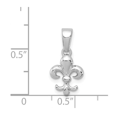 Sterling Silver Rhodium-plated Fleur de Lis Pendant, 13 x 9mm