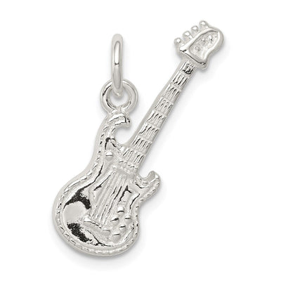 Sterling Silver Electric Guitar Charm, 23 x 10mm