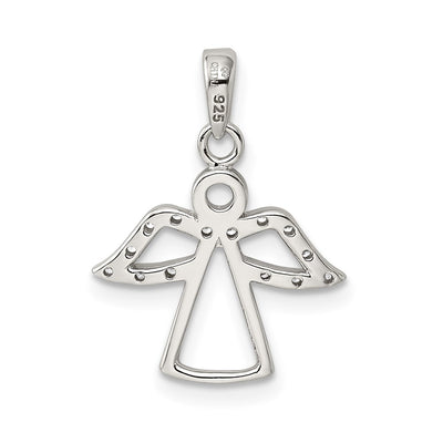 Sterling Silver Rhodium-plated Angel w/ CZ Wings Pendant