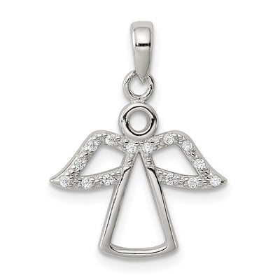 Sterling silver cubic zirconia angel pendant