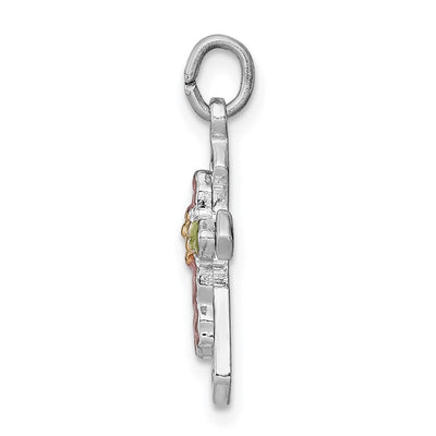 Sterling Silver Platinum-plated Polished Epoxy & Gold-plated Cross Pendant, 21.4 x 10.33mm
