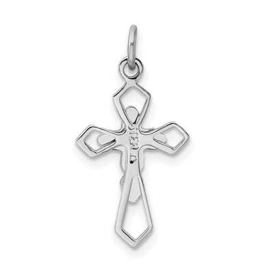 Sterling Silver Platinum-plated Polished Epoxy & Gold-plated Cross Pendant, 21.4 x 10.33mm