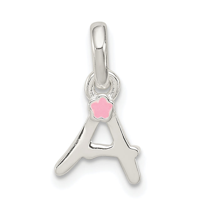 Sterling Silver Letter with Enamel Pendant