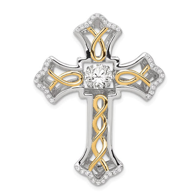 Sterling silver cubic zirconia cross pendant