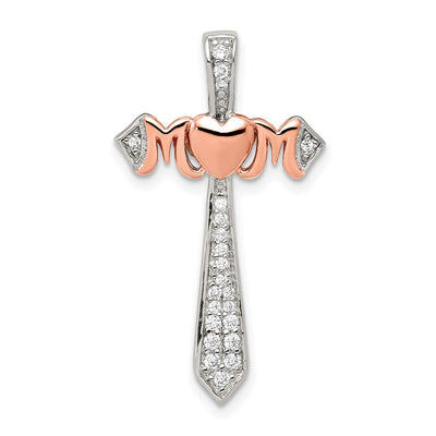 Sterling silver cubic zirconia cross pendant