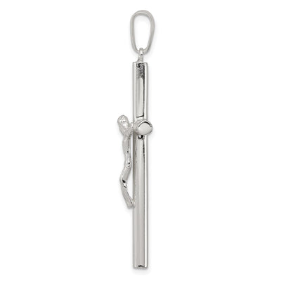Sterling Silver Polished Hollow Crucifix Pendant, 50.75 x 25.50mm