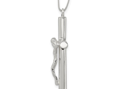 Sterling Silver Polished Hollow Crucifix Cross Pendant (Style QC8279)